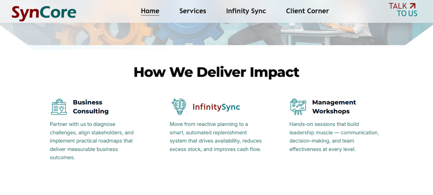 Syncore Consulting project screenshot